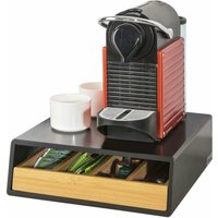 FRG280-SCH Design Kaffeekapsel Box Kapselspender Schubladenbox zur Aufbewahrung von Kaffeekapseln, Teebeuteln Kapselständer, Bambus mit schwarz bht von SOBUY