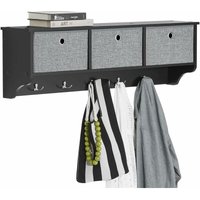 FRG282-SCH Wandgarderobe Flurgarderobe Kleiderhaken Hängeregal mit 3 Körben und 5 Haken Garderobe Hellgrau bht ca. 100x30x20cm - Sobuy von SOBUY