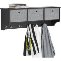 FRG282-SCH Wandgarderobe Flurgarderobe Kleiderhaken Hängeregal mit 3 Körben und 5 Haken Garderobe Hellgrau bht ca. 100x30x20cm - Sobuy FRG282-SCH Wandgarderobe Flurgarderobe Kleiderhaken Hängeregal mit 3 Körben und 5 Haken Garderobe Hellgrau bht ca. 100x30x20cm - Sobuy von SOBUY