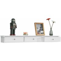 Sobuy - FRG43-L-W Wandschrank mit 3 Schubladen Hängeschrank Badezimmerschrank Wandregal Wandgarderobe weiß bht ca: 93x10x15cm von SOBUY