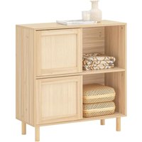 FSB87-N Sideboard mit Schiebetüren Kommode Schrank Küchenschrank Flurschrank Beistellschrank Lowboard TV-Schrank Natur bht ca. 80x87x35cm - Sobuy von SOBUY