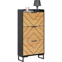 FSR164-SCH Schuhkipper mit 3 Klappen Schuhablage Schuhschrank schmal Schuhregal mit 6 Ablageflächen Schuhkommode Schwarz-Braun bht ca. 62x125x24cm FSR164-SCH Schuhkipper mit 3 Klappen Schuhablage Schuhschrank schmal Schuhregal mit 6 Ablageflächen Schuhkommode Schwarz-Braun bht ca. 62x125x24cm von SOBUY