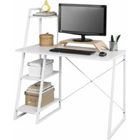 FWT29-W Schreibtisch(102x50x75/117cm) Computertisch Arbeitstisch mit 3 Ablageflächen weiß (Ohne Stuhl) - Sobuy von SOBUY