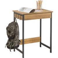 Sobuy - FWT43-N Schreibtisch mit Einer Schublade und 2 Haken Tisch Computertisch Arbeitstisch Natur bht ca: 60x77x40cm (Ohne Stuhl) von SOBUY