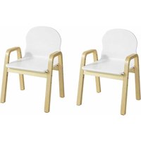 KMB24-Wx2 2er Set Stuhl höhenverstellbar Stühlchen mit Armlehnen und Rückenlehne weiß Sitzhöhe 23-35cm - Sobuy von SOBUY