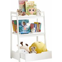 KMB31-W Kinder Spielzeugregal Kinderregal mit 2 Ablagen und Einer Schublade Bücherregal Spielzeugtruhe Spielzeugkiste Aufbewahrungsregal für Kinder von SOBUY
