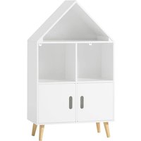 KMB58-W Kinderregal mit Haus-Design Bücherregal für Kinder Aufbewahrungsregal Spielzeugregal Kinderzimmer Möbel weiß bht ca.: 60x103x30cm - Sobuy von SOBUY