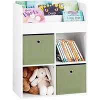KMB79-W Kinder Bücherregal Kinderregal mit 2 Stoffboxen Spielzeugregal Aufbewahrungsregal für Kinder Spielzeug-Organizer Weiß bht ca. 60x80x34cm von SOBUY