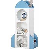 KMB87-W Kinderregal Bücherregal Kinderzimmer Regal Aufbewahrungsregal für Kinder Kinderzimmer Möbel Weiß-Blau bht ca. 61x120x32cm - Sobuy von SOBUY