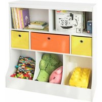 KMB26-W Kinder Bücherregal Kinderregal mit 5 Ablagefächern und 3 Stoffboxen Spielzeugregal Aufbewahrungsregal für Kinder Spielzeug-Organizer Weiß bht von SOBUY