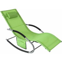 Sobuy - OGS28-GR Swingliege Schaukelliege Sonnenliege Schaukelstuhl Liegestuhl Gartenliege mit Tasche Saunaliegen Kippliegen Gewebe in grün von SOBUY