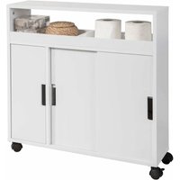 BZR02-W Nischenschrank mit offener Ablage Badrollwagen Seitenschrank Badezimmerregal Badschrank mit Rollen weiß bht ca.: 70x71x20cm - Sobuy von SOBUY