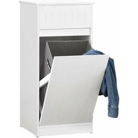 SoBuy BZR110-W Wäscheschrank mit ausklappbarem Wäschetruhe Wäschesammler mit einner Schublade Wäschekorb Badschrank Wäschesack Badezimmermöbel Weiß von SOBUY