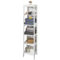 Sobuy - BZR14-W Badregal mit 5 Ablagen Bad-Hochschrank Standregal Küchenregal Aufbewahrungsregal weiß bht ca: 30x139x30cm von SOBUY