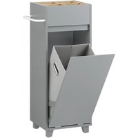 Sobuy - BZR159-DG Wäscheschrank mit ausklappbarem Wäschesack Wäschesammler mit oberen 4 Ablagen Wäschekorb Wäschetruhe Badezimmerschrank Badschrank von SOBUY
