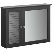 BZR55-DG Spiegelschrank mit Lamellentür Hängeschrank mit Spiegeltür Wandschrank Badschrank Spiegel Wandspiegel Badspiegel dunkelgrau bht ca: von SOBUY