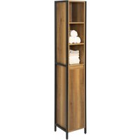 BZR62-PF Badezimmer-Hochschrank Badregal Badschrank Badmöbel mit 3 offenem Fächern und 1 Tür Vintage bht ca: 30X168X28cm - Sobuy von SOBUY