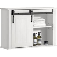 Sobuy - BZR71-W Hängeschrank mit Schiebetür Badschrank Wandschrank Badhängeschrank Küchenschrank Medizinschrank Badmöbel Weiß bht ca: 68x48x20cm von SOBUY