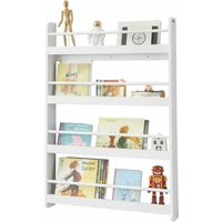 KMB08-W Kinderregal Bücherregal für Kinder Wandregal Hängeregal Aufbewahrungsregal mit 4 Ablagen für Bücher und Deko weiß bht ca.: 80x118x12cm - Sobuy von SOBUY