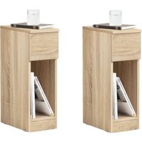 FBT111-Nx2 Nachttisch 2er Set mit Schublade für Boxspringbett Sofatisch 2 stücke Beistelltisch schmal Telefontisch Nachtschrank Nachtkommode Natur von SOBUY