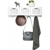 Sobuy - FHK19-W Wandgarderobe Flurgarderobe Kleiderhaken Hängeregal mit 3 Körben und 4 Haken Garderobe weiß bht ca.: 80x25x20cm von SOBUY