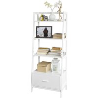 FRG116-W Leiterregal Bücherregal Standregal Badregal mit Ablagen und Schublade in weiß b 64cm - Sobuy von SOBUY