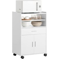 FSB09-W Mikrowellenschrank mit Rollen Küchenschrank Küchenwagen Rollschrank Getränkewagen mit Einer Schieb-Ablage weiß bht ca: 59x92x40cm - Sobuy von SOBUY