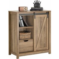 FSB59-BR Sideboard mit Schiebetür Kommode Schuhschrank schmal Schrank Küchenschrank Flurschrank Beistellschrank Aufbewahrungsschrank bht ca. von SOBUY