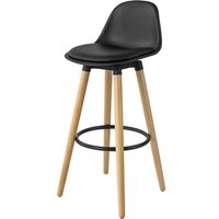 SoBuy FST70-SCH Barhocker mit Fußstütze Barstuhl Tresenhocker Barstuhl mit Rücklehne schwarz Beine aus Buche Sitzhöhe: 70cm von SOBUY