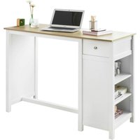 SoBuy FWT64-WN Bartisch Küchentheke Küchenbartisch mit Einer Schublade und 3 Regalfächern Bistrotisch Kücheninsel Tresentisch weiß-Natur BHT: von SOBUY
