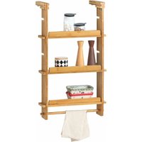 SoBuy KCR03-N Design Hängeregal für Kühlschrank Gewürzregal mit 3 verstellbaren Ablagen Küchenregal aus Bambus Natur BHT ca: 42x73x10cm von SOBUY