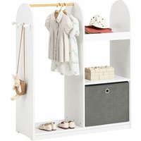 KMB40-W Kindergarderobe mit 3 Haken Kleiderschrank Kinder Kinderregal mit Boxen Garderobe Kinder Kinderzimmer möbel Kleiderständer Regal von SOBUY