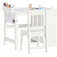 KMB60-W Kindertisch mit 1 Stuhl Kindersitzgruppe innen Kinder Tisch Stuhl Set Maltisch für Kinder Weiß - Sobuy von SOBUY