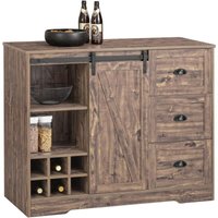 KNL08-N Kücheninsel Highborad Kommode Schrank freistehend Küchenschrank Sideboard Bartisch Esstisch Buffet Industrie-Design Vintagebraun bht ca. von SOBUY