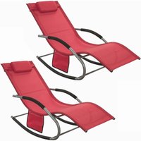 Sobuy - OGS28-Rx2 2-er Set Swingliege Schaukelliege Sonnenliege 2 personen Schaukelstuhl Liegestuhl Gartenliege mit Tasche Saunaliegen Kippliegen von SOBUY