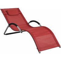Sobuy - OGS38-R Sonnenliege Gartenliege Relaxstuhl Liegestuhl mit Kopfkissen Rot bht ca: 55x67x165cm von SOBUY