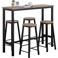 SoBuy OGT22-SCH 5-teilig Bartisch mit Stühlen Esstisch Stehtisch Balkontisch Küchentisch Bistrotisch mit 4 Barhockern Sitzgruppe Gartenmöbel Set im von SOBUY