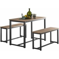 SoBuy OGT25-N 3-teilig Essgruppe Esstisch mit 2 Sitzbänke Sitzgruppe Küche Küchentisch-Set Holztisch Balkontisch Esszimmertisch von SOBUY