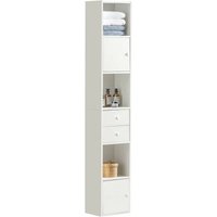 STR10-W Badezimmer Hochschrank mit Schubladen Badschrank Badregal Standregal Aufbewahrungsregal Aktenschrank Büroregal weiß bht ca: 33x188x24cm von SOBUY