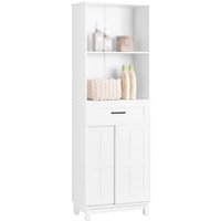 BZR141-W Hochschrank mit Schiebetüren Badezimmer schmaler Schrank Badschrank Badregal Badezimmermöbel Weiß bht ca. 56x167x30cm - Sobuy von SOBUY