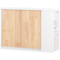BZR144-WN Hängeschrank fürs Bad Wandschrank Badezimmerschrank hängend seitlich mit Zwei Fächern Badschrank Wandmontage Weiß-Natur bht ca. 68x48x20cm von SOBUY