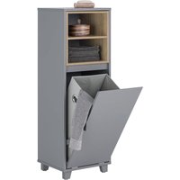 BZR146-DG Wäscheschrank mit ausklappbarem Wäschesack Wäschesammler Wäschesammler mit 2 Fächern Wäschekorb Wäschetruhe Badezimmerschrank Badschrank von SOBUY