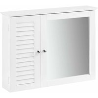 BZR55-W Spiegelschrank mit Lamellentür Hängeschrank mit Spiegeltür Wandschrank Badschrank Spiegel Wandspiegel Badspiegel weiß bht ca: 65x49x15cm von SOBUY