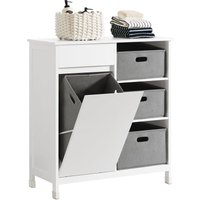 BZR77-W Wäscheschrank mit ausklappbarem Wäschesäcken Wäschesack Wäschetruhe Wäschekorb Badezimmerschrank Weiß bht ca.: 80x91x38cm - Sobuy von SOBUY