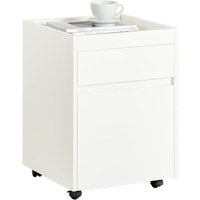 Sobuy - FBT121-W Rollcontainer Bürowagen Bürocontainer für Schreibtisch Beistellwagen Aktenwagen Beistelltisch Druckertisch Nachttisch Tisch mit von SOBUY
