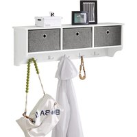 FRG282-W Wandgarderobe Flurgarderobe Kleiderhaken Hängeregal mit 3 Körben und 5 Haken Garderobe weiß bht ca.: 100x30x20cm - Sobuy von SOBUY