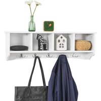 FRG48-L-W Wandgarderobe Wandhaken Hängeregal Badezimmerschrank mit 5 Haken weiß, b 72cm - Sobuy von SOBUY