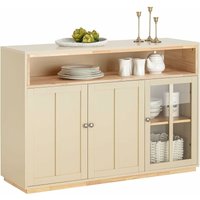 FSB80-MI Buffet Sideboard mit 3 Türen Küchenschrank Kommode Schrank Flurschrank Aufbewahrungsschrank Beistellschrank Lowboard TV-Schrank Beige bht von SOBUY