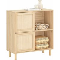 FSB87-N Sideboard mit Schiebetüren Kommode Schrank Küchenschrank Flurschrank Beistellschrank Lowboard TV-Schrank Natur bht ca. 80x87x35cm - Sobuy von SOBUY