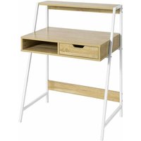 FWT63-N Schreibtisch mit Ablage und Fach Computertisch Arbeitstisch Bürotisch Tisch mit Schublade Natur bht ca.: 81x100x50cm - Sobuy von SOBUY